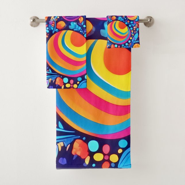 Conjunto De Toalhas Universo de bolhas de Abstrato vibrante (Insitu)