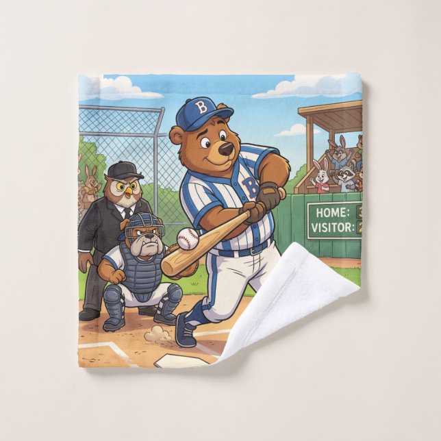Conjunto De Toalhas Urso de Desenho Animado Jogando Beisebol (Pano de lavar)