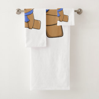 Conjunto De Toalhas Urso de pelúcia vestindo lenço azul