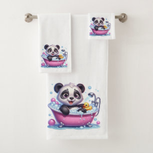 Conjunto De Toalhas Urso Panda Bonito em Banho de Bolha
