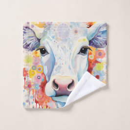 Conjunto De Toalhas Vaca Branca de Aquarela Molho