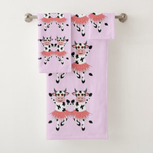 Conjunto De Toalhas Vacas dançantes bonitas e engraçadas