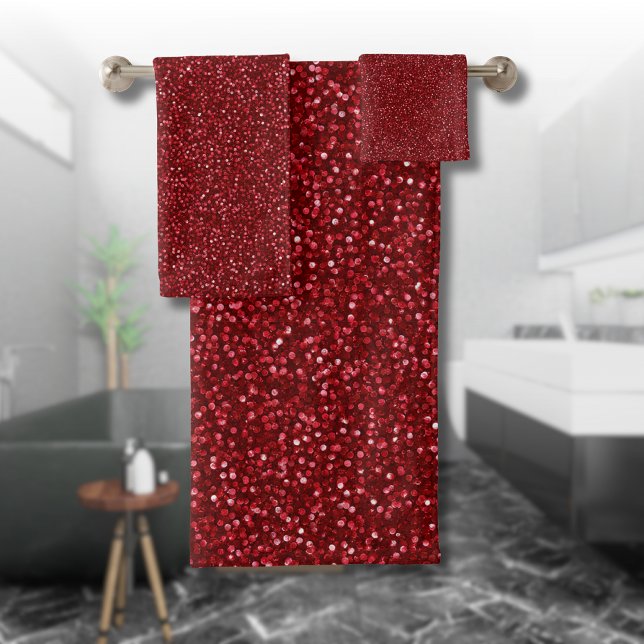 Conjunto De Toalhas Valentine Clássico Vermelho Glitter Tendência (Criador carregado)