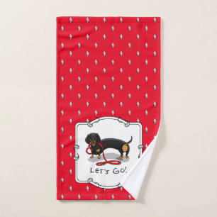 Conjunto De Toalhas Vamos! Cachorro (preto e bronzeado) Engraçado