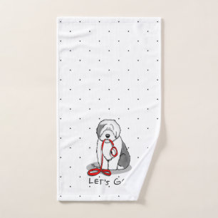 Conjunto De Toalhas Vamos Engraçado Vai! Sheepdog Inglês (Cinza 1)