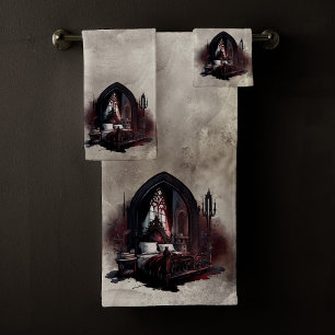 Conjunto De Toalhas Vampy Boudoir   Suíte Gothic Red Victorian Bedroom