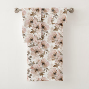 Conjunto De Toalhas Vaqueira Floral do Sudoeste Rosa Marrom
