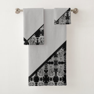 Conjunto De Toalhas Var de Cinza Geométrica de Padrão Abstrato Elegant