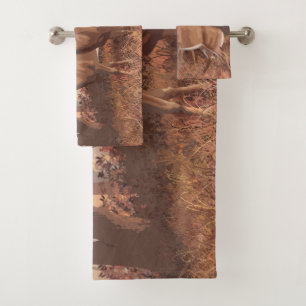 Conjunto De Toalhas Veado De Branca Em Floresta De Estilo Retro