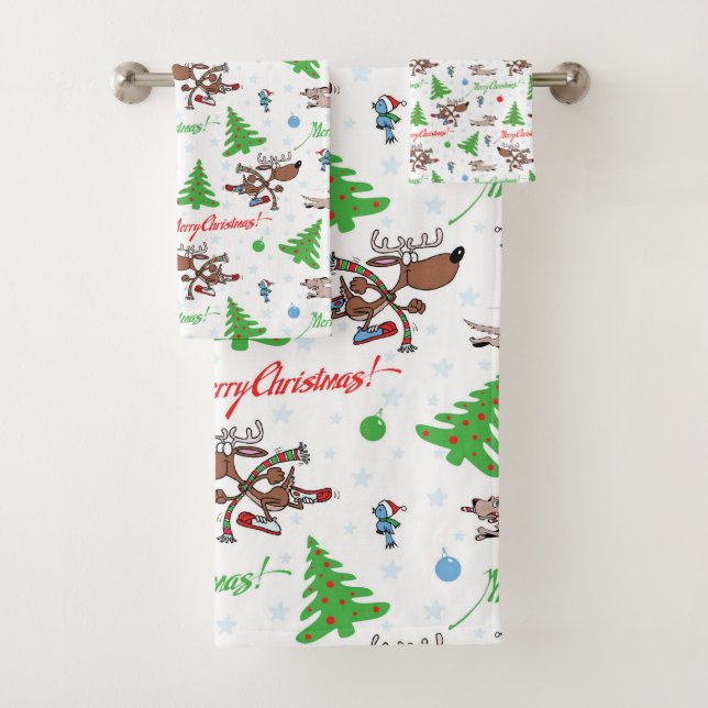 Conjunto De Toalhas veado de natal louco (Insitu)