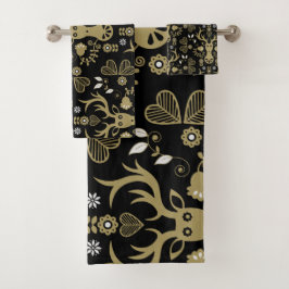 Conjunto De Toalhas Veado Dourado Escandinavo Moderno