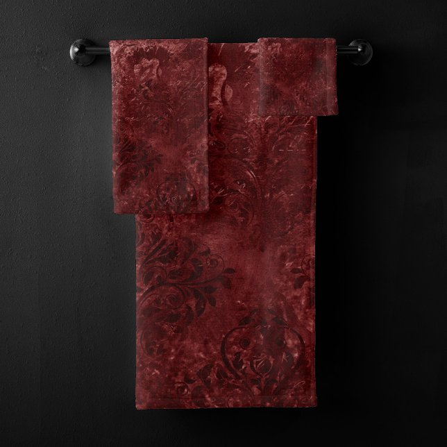 Conjunto De Toalhas Velvety Henna Damask | Grunge vermelhos (Criador carregado)
