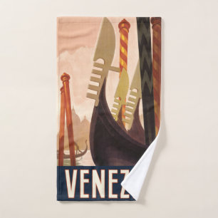 Conjunto De Toalhas Veneza Itália Viagem Arte Gôndola Veneza Antiga