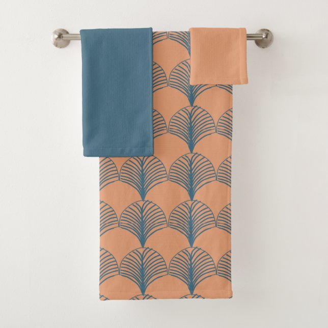 Conjunto De Toalhas Ventiladores de Teal e Laranja (Insitu)
