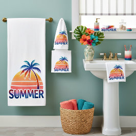 Conjunto De Toalhas Verão pôr do sol retrô palmeira