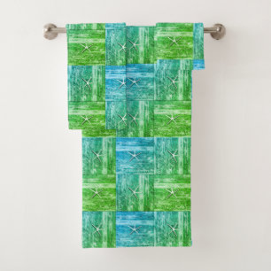 Conjunto De Toalhas Verde azul do teste padrão náutico da estrela do