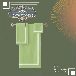 Conjunto De Toalhas Verde com limite branco