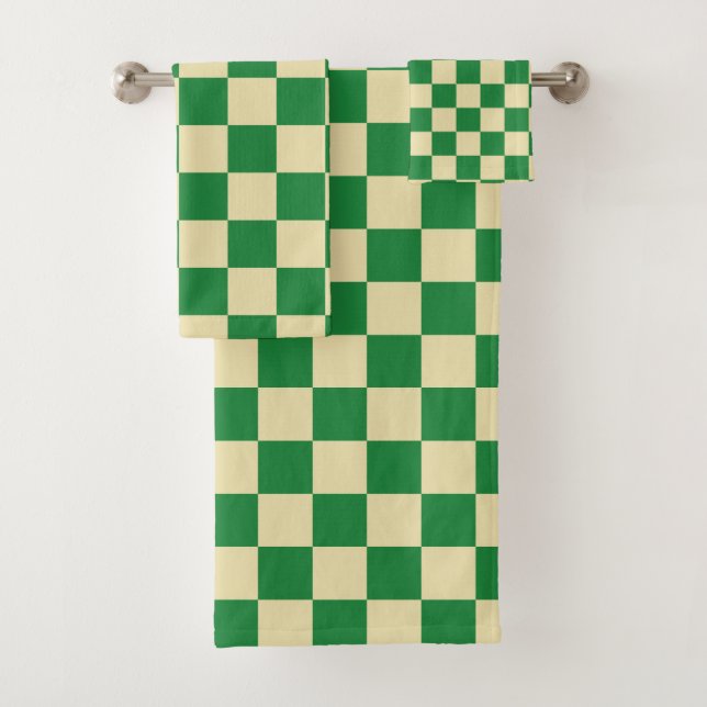 Conjunto De Toalhas Verde escuro e bege verificado (Insitu)