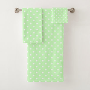 Conjunto De Toalhas Verde limão e Bolinhas brancas