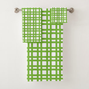 Conjunto De Toalhas Verde limão e grade branca