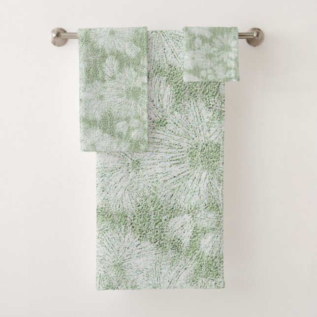 Conjunto De Toalhas Verde limão Floral Daisy Velvety (Insitu)