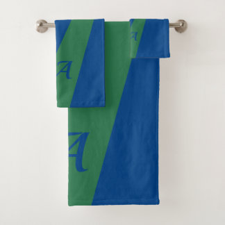 Conjunto De Toalhas Verde marinho moderno elegante chique monograma ou