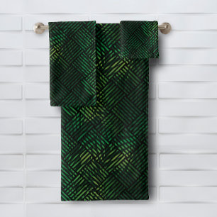 Conjunto De Toalhas Verde tropical deixa padrão geométrico