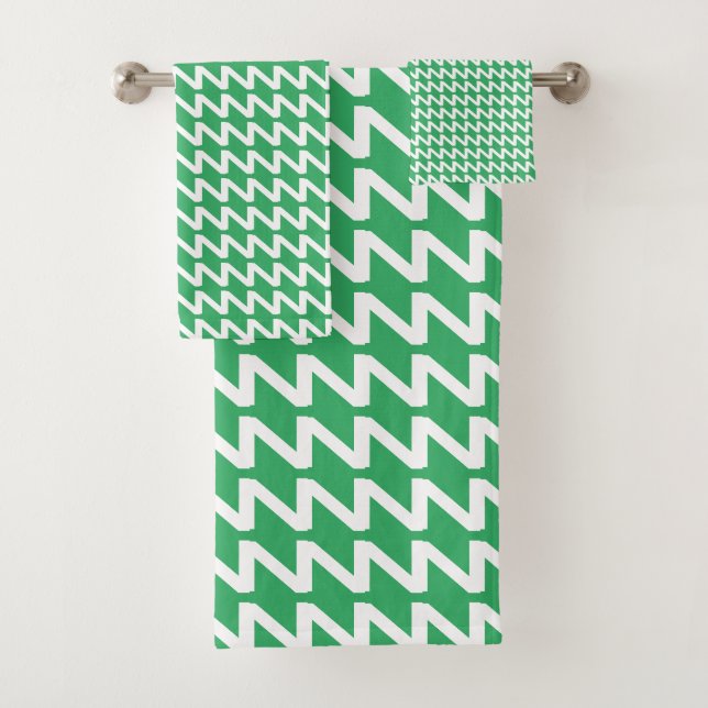 Conjunto De Toalhas Verdes do Mar e Ondas Negras Modernas Brancas (Insitu)
