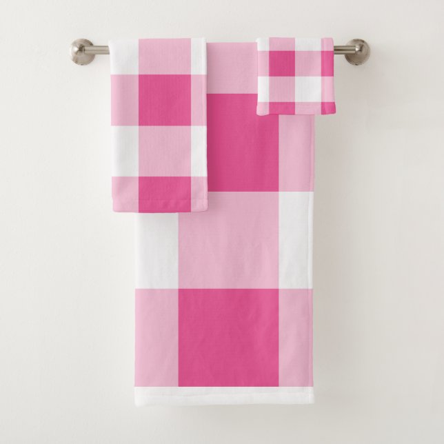 Conjunto De Toalhas Verificação de Buffalo Branco Rosa (Insitu)