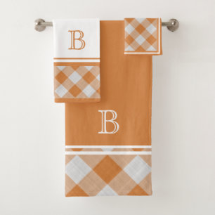 Conjunto De Toalhas Verificações de Chique Laranja Apricot Bonito Pe