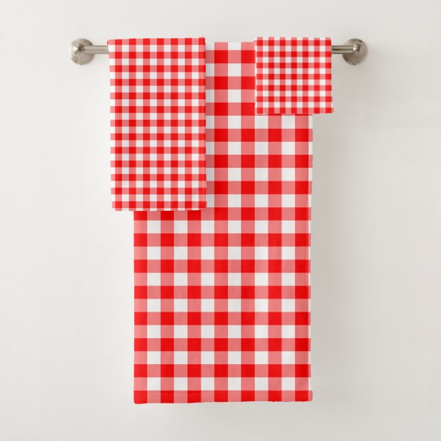 Conjunto De Toalhas Verificações de Gingham de Tamanho Médio Vermelho  (Insitu)