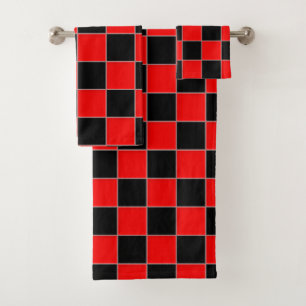 Conjunto De Toalhas Verificador Preto e Vermelho