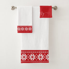 Conjunto De Toalhas Vermelho Branco Natal Padrão Escandinavo Festivo