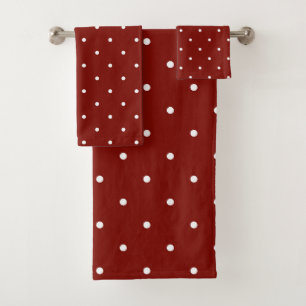 Conjunto De Toalhas Vermelho-celeiro com pontos brancos 2