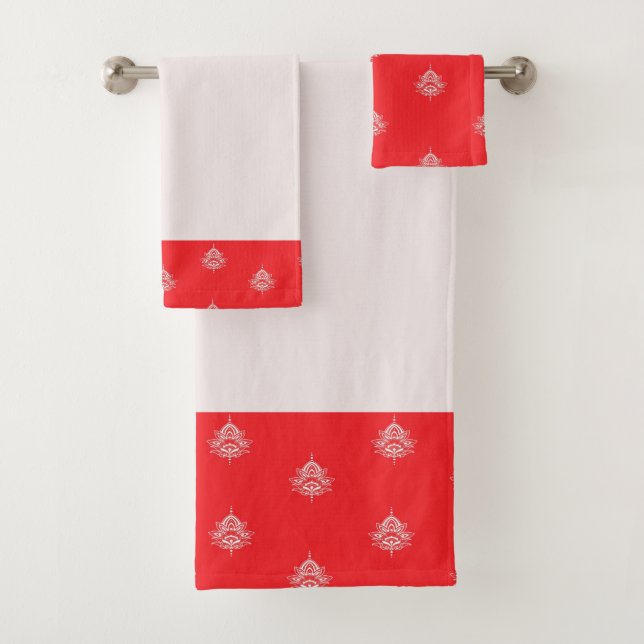 Conjunto De Toalhas Vermelho Cereja Com Mandalas (Insitu)