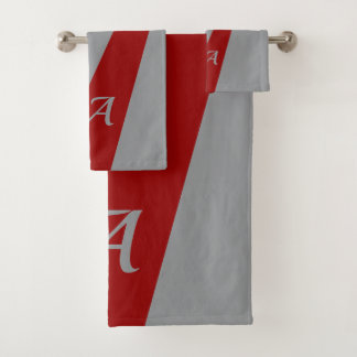 Conjunto De Toalhas Vermelho cinza moderno elegante chique monograma o