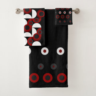 Conjunto De Toalhas Vermelho, preto e cinza moderno do século médio