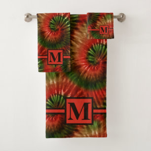 Conjunto De Toalhas Vermelho Verde e Dourado Colo de Natal Monograma