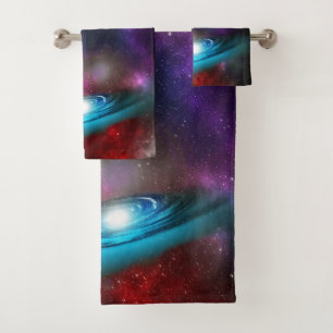 Conjunto De Toalhas Via Láctea Starfield com poeira cósmica colorido