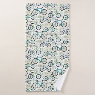 Conjunto De Toalhas Viagem de Bicicleta Azul e Branco