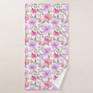 Conjunto De Toalhas Vibração Fresca de Primavera: Design Floral Rosa e