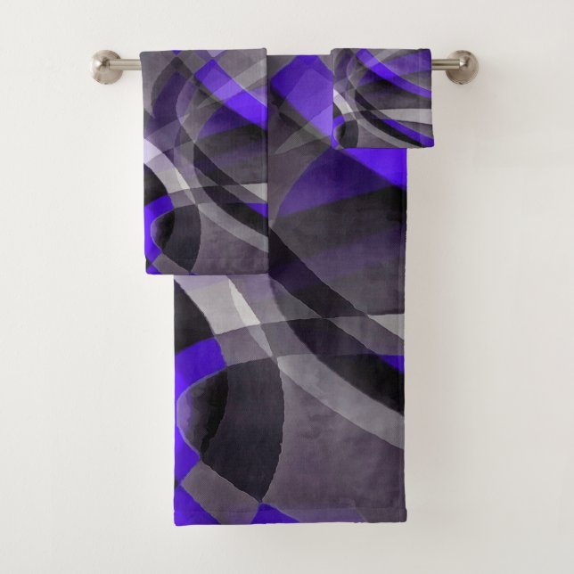 Conjunto De Toalhas Vibrações dos Anos Oitenta Violeta Azul e Cinza Pa (Insitu)