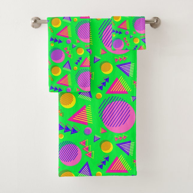 Conjunto De Toalhas Vibrações Neon Retro (Insitu)