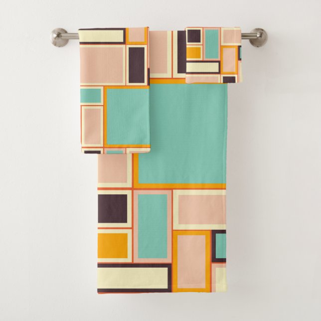 Conjunto De Toalhas Vibrant abstract pattern with rectangles (Insitu)