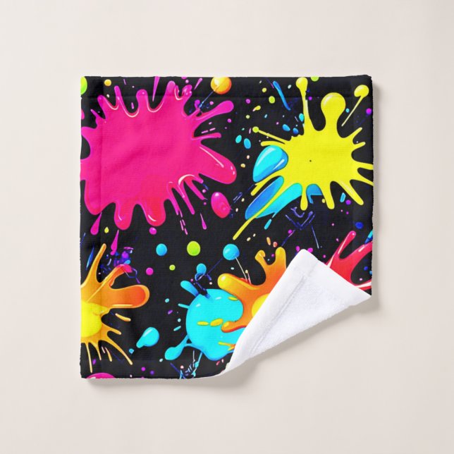 Conjunto De Toalhas Vibrant Paint Splatter Art Burst (Pano de lavar)