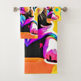Conjunto De Toalhas Vibrant Puppy Trabalho de arte