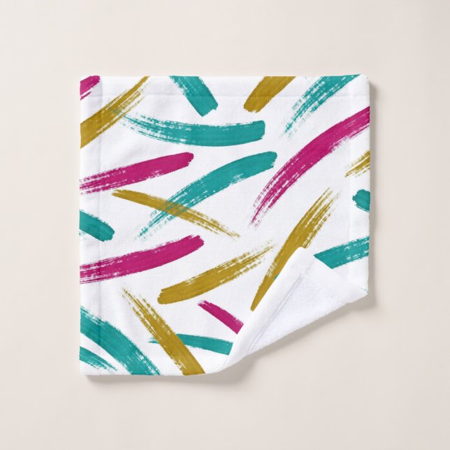 Conjunto De Toalhas Vibrant Strokes,Teal, Magenta & Mustard pattern (Pano de lavar)