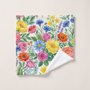 Conjunto De Toalhas Vibrant Wildflower Meadow Botanical Garden Print