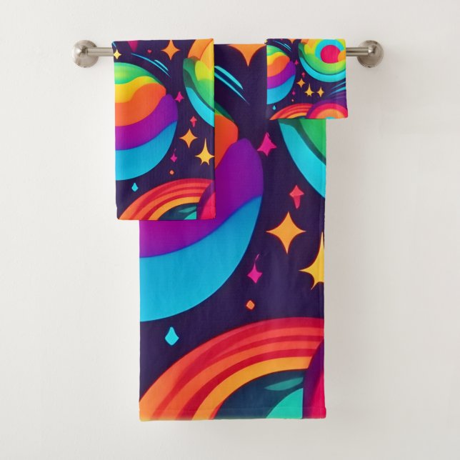 Conjunto De Toalhas Vibrante Calidoscópio Cósmico (Insitu)