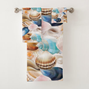Conjunto De Toalhas Vibrante Em Todos Os conchas, Patterado